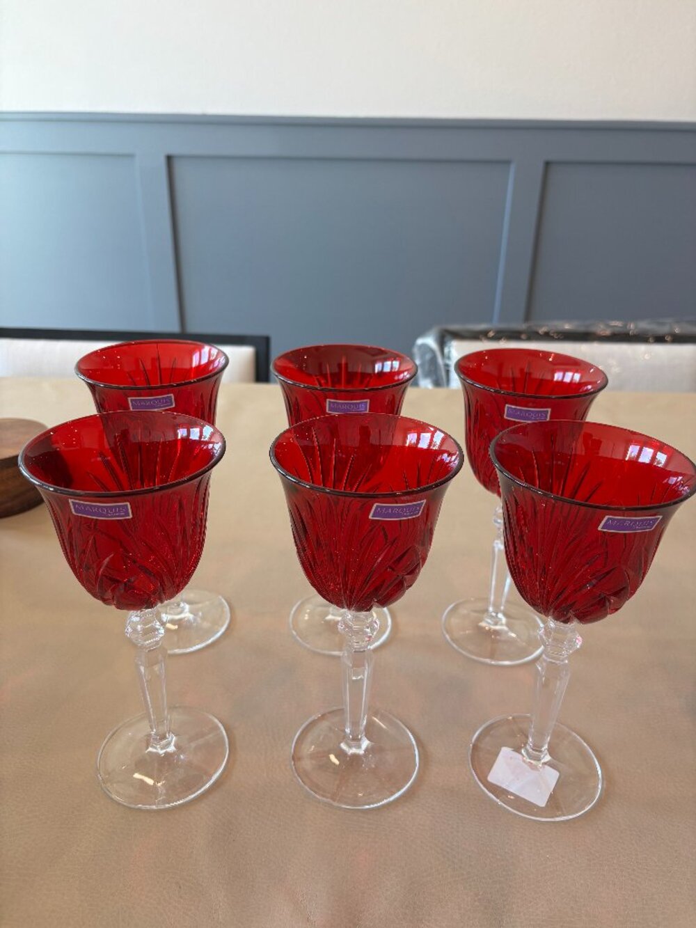 Waterford Crystal Newberry Red Top Goblet SET/12 All Purpose 7.5”H 8-oz New